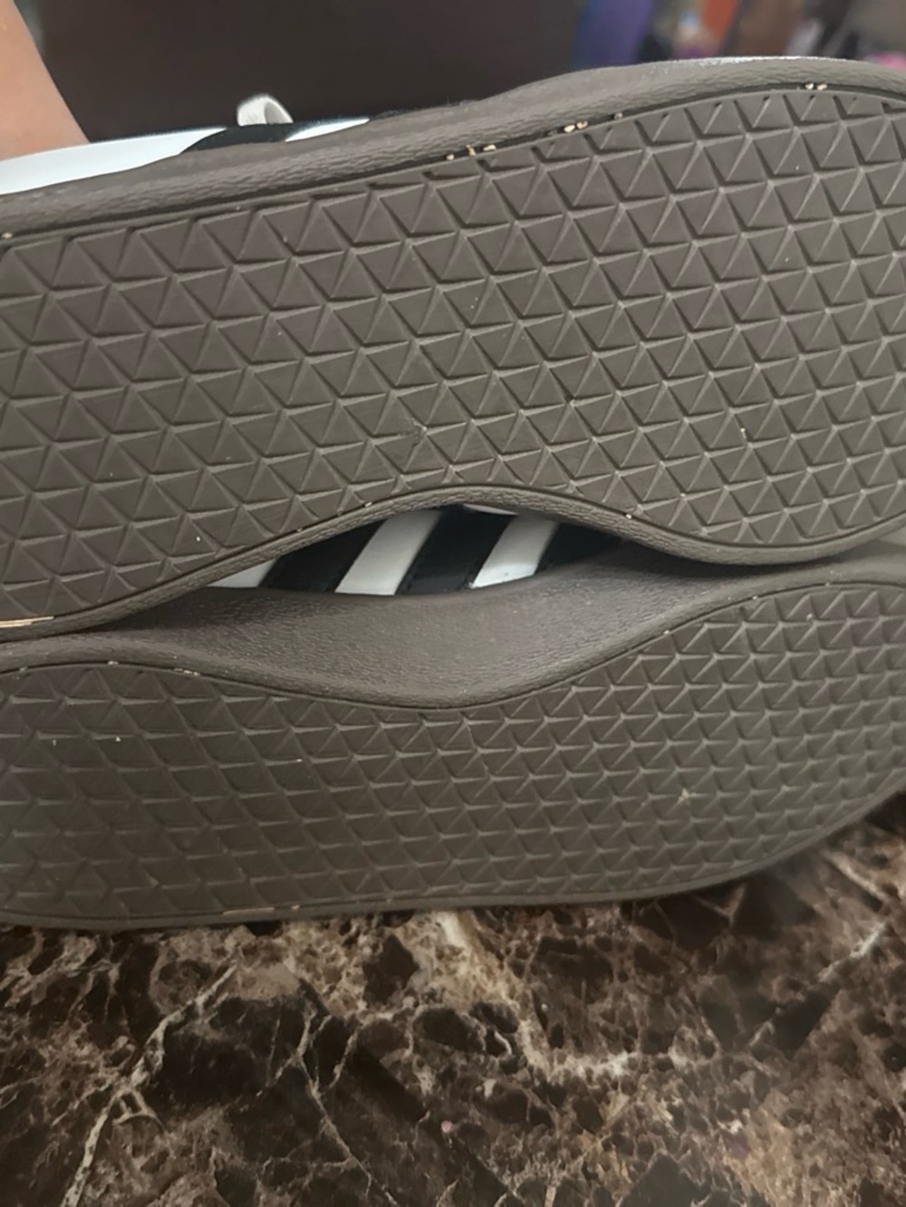 adidas Women's Black and White Sneakers with Brown Sole